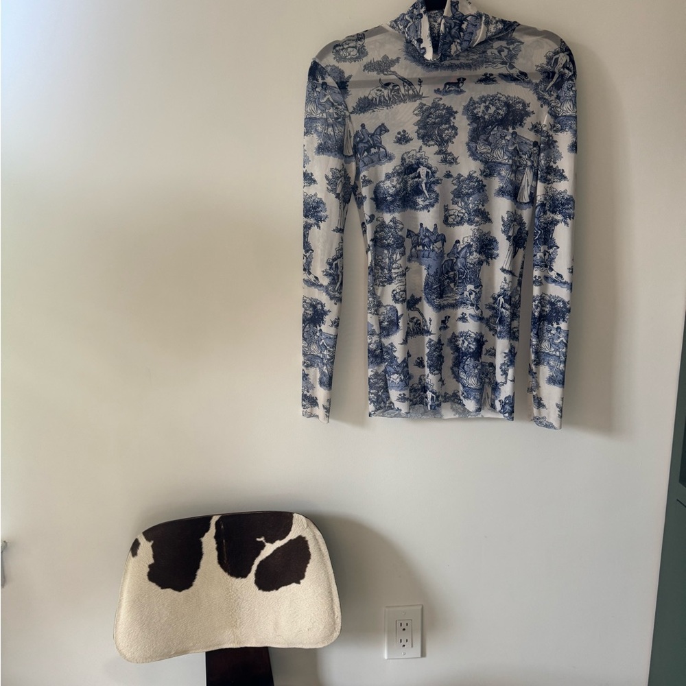 Rachel Antonoff Lillian Mesh Turtleneck in Toile Manhunt, S - Picture 3 of 6